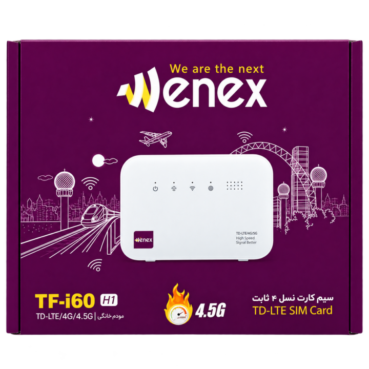 مودم 4G/TD-LTE وینکس مدل TF-i60 H1 همراه با سیم کارت دو قلو ایرانسل TD-LTE 4G و 300 گیگ اینترنت 12 ماهه